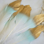 30 pcs Metallic Gold Tip Natural Goose Feathers