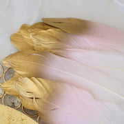 30 pcs Metallic Gold Tip Natural Goose Feathers