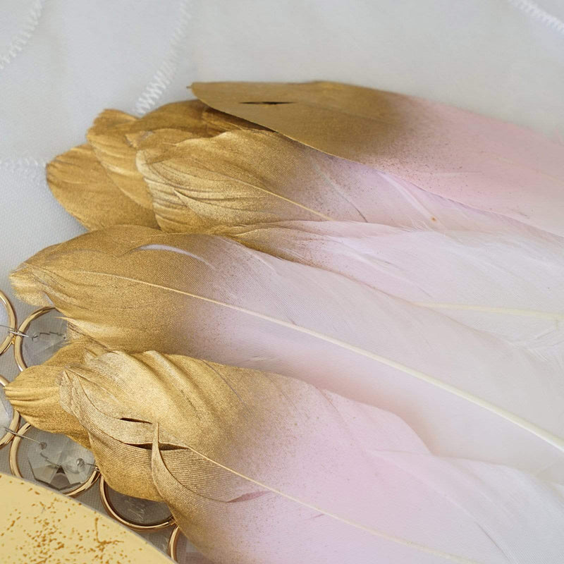30 pcs Metallic Gold Tip Natural Goose Feathers