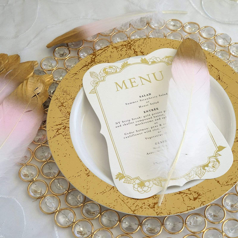 30 pcs Metallic Gold Tip Natural Goose Feathers