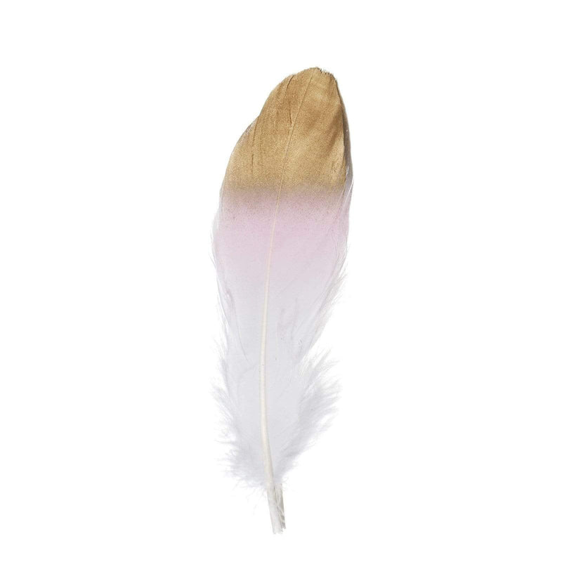 30 pcs Metallic Gold Tip Natural Goose Feathers OST_LEAF04G_046