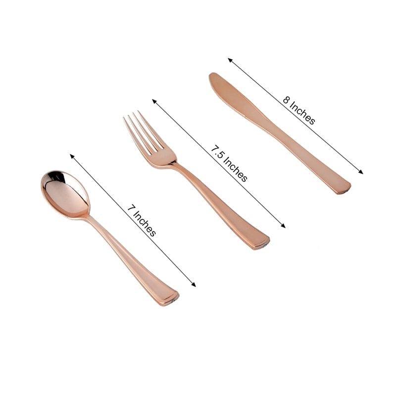 30 Rose Gold Metallic Forks Spoons and Knives sets - Disposable Tableware PLST_YY40_054