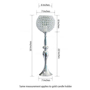 30" tall Crystal Beaded Goblet Ball Candle Holder Centerpiece