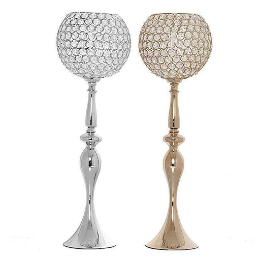 30" tall Crystal Beaded Goblet Ball Candle Holder Centerpiece