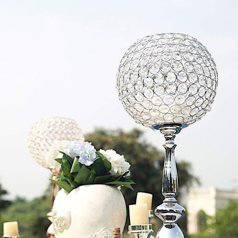 30" tall Crystal Beaded Goblet Ball Candle Holder Centerpiece