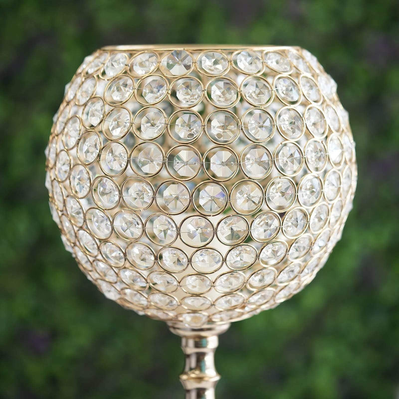 30" tall Crystal Beaded Goblet Ball Candle Holder Centerpiece