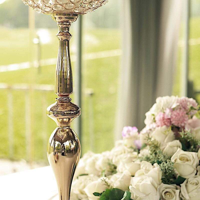 30" tall Crystal Beaded Goblet Ball Candle Holder Centerpiece