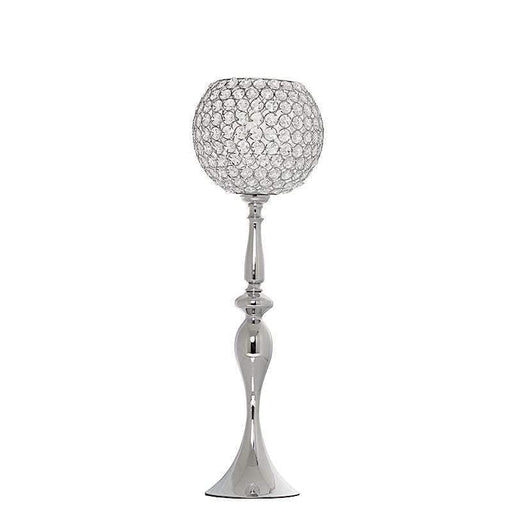 30" tall Crystal Beaded Goblet Ball Candle Holder Centerpiece CHDLR_051_PARENT