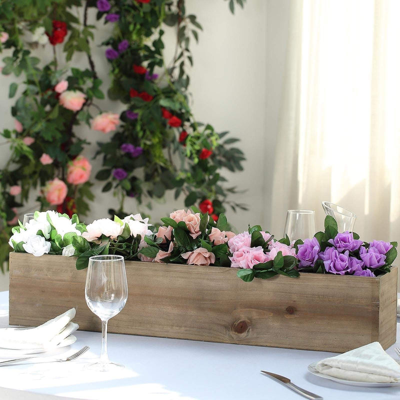 30" x 6" Wood Rectangular Box Planter Holders Centerpieces - Brown WOD_PLNT01_30X6_NAT