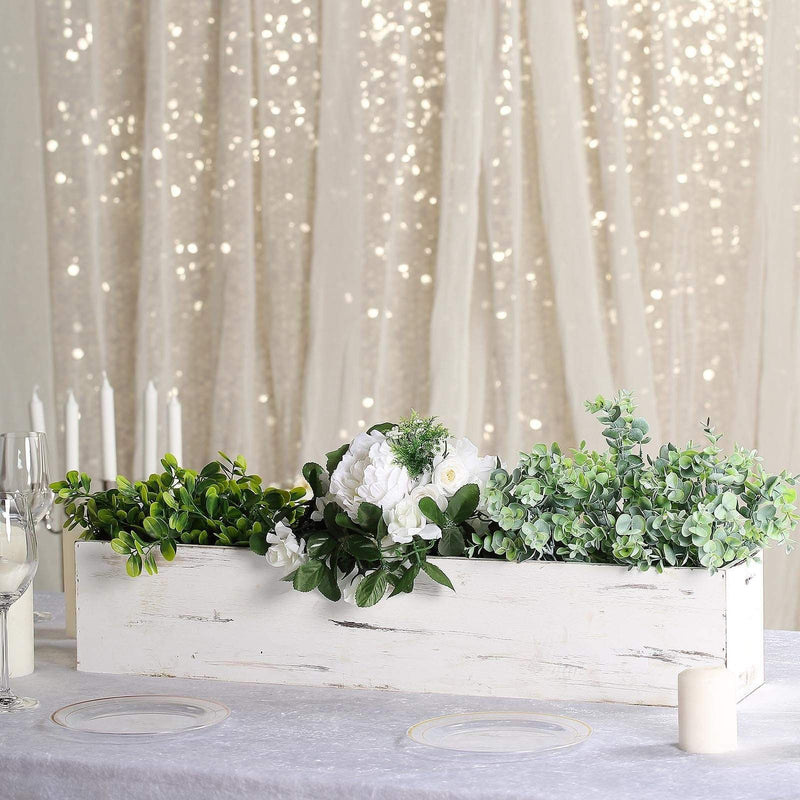30" x 6" Wood Rectangular Box Planter Holders Centerpieces - White WOD_PLNT01_30X6_WHT