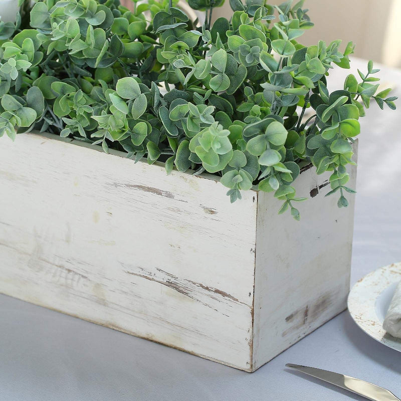 30" x 6" Wood Rectangular Box Planter Holders Centerpieces - White WOD_PLNT01_30X6_WHT