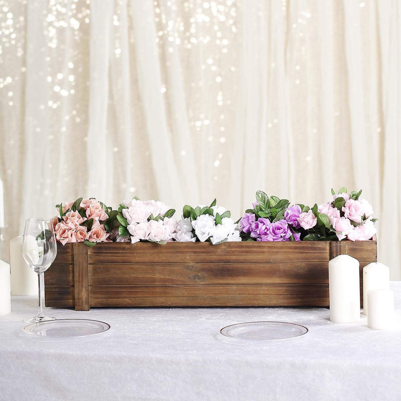 30"x6" Wood Rectangular Box Planter Holders Centerpieces - Dark Brown WOD_PLNT02_30X6_DKBN