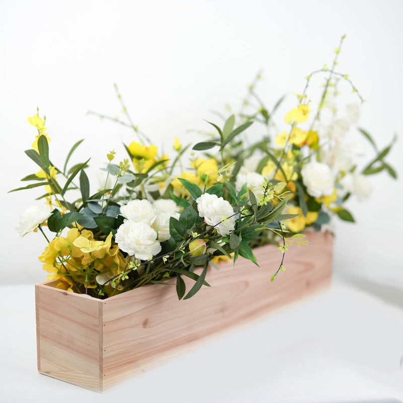 30" x 6" Wood Rectangular Box Planter Holders Centerpieces