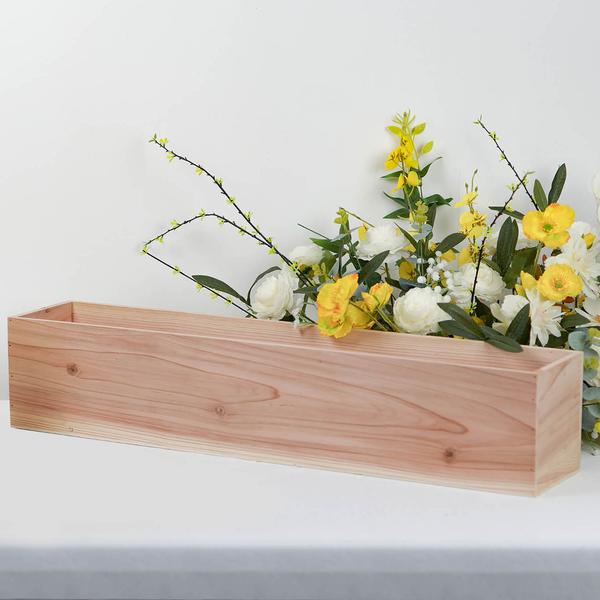 30" x 6" Wood Rectangular Box Planter Holders Centerpieces