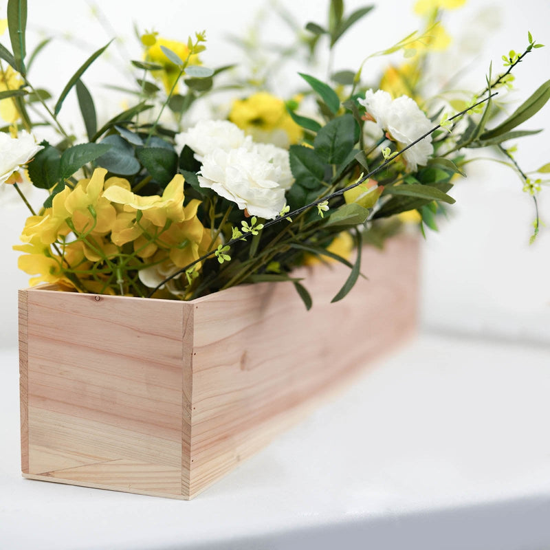 30" x 6" Wood Rectangular Box Planter Holders Centerpieces