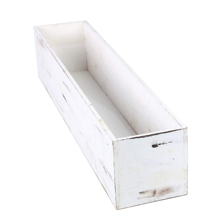 30" x 6" Wood Rectangular Box Planter Holders Centerpieces - White WOD_PLNT01_30X6_WHT