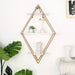 31" Diamond 3 Tier Metal with Wood Geometric Hanging Shelf - White and Gold WOD_HOPSHLF_DIA01_GOLD