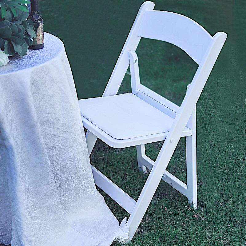 31" tall Resin Folding Chair with Vinyl Padded Seat -  White FURN_FOLD01_WHT