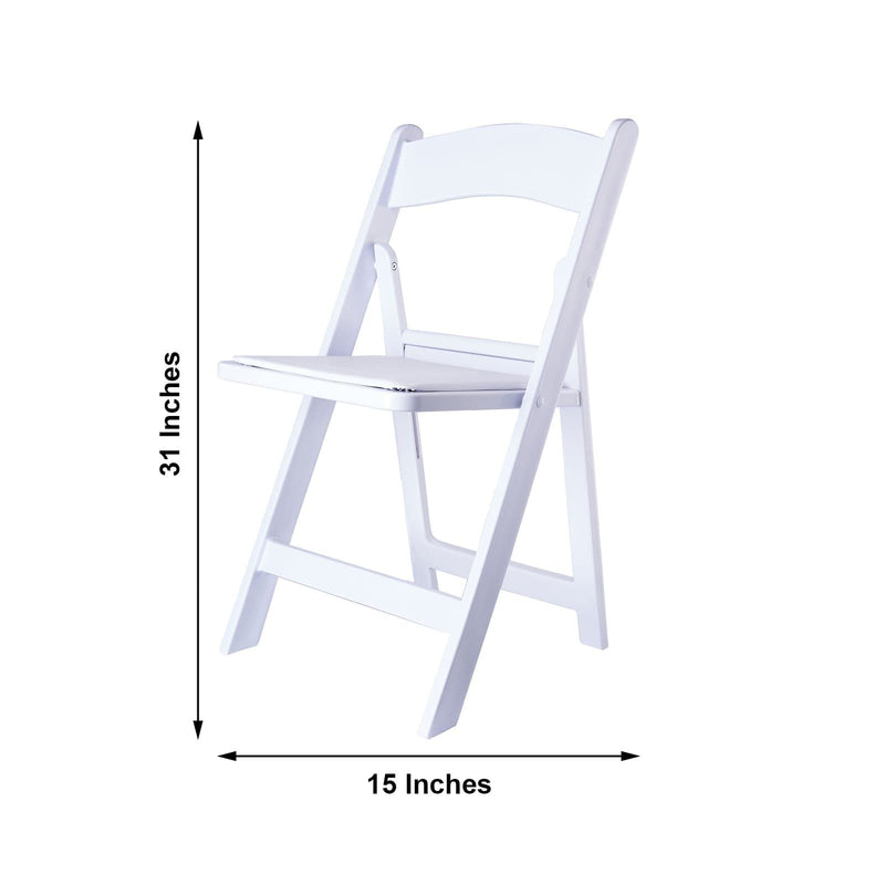 31" tall Resin Folding Chair with Vinyl Padded Seat - White FURN_FOLD01_WHT