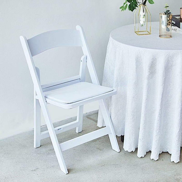 31" tall Resin Folding Chair with Vinyl Padded Seat - White FURN_FOLD01_WHT