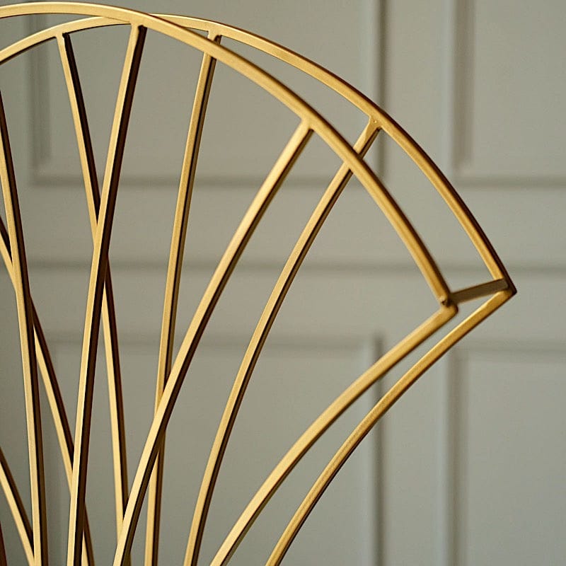 32" Scalloped Fan Metal Flower Display Stand Table Centerpiece - Gold IRON_STND09_32_GOLD