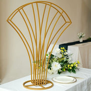 32" Scalloped Fan Metal Flower Display Stand Table Centerpiece - Gold IRON_STND09_32_GOLD