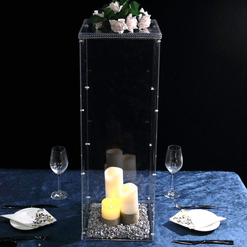 32" tall Acrylic Display Box Centerpiece Pedestal Riser Column