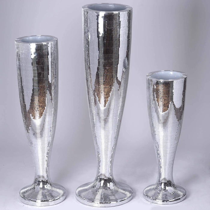 32" tall Mirror Mosaic Wedding Vase - Silver PROP_MIR01