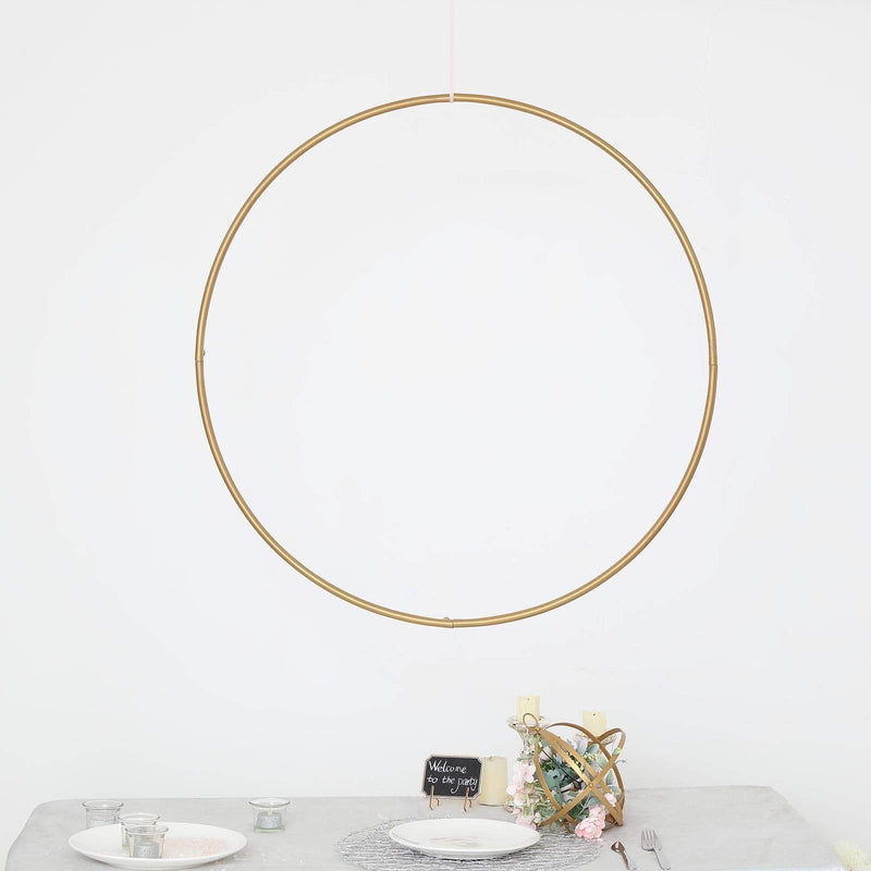 32" wide Round Metal Floral Hoop Wreath Ring - Gold WOD_HOPMET2_32_GOLD