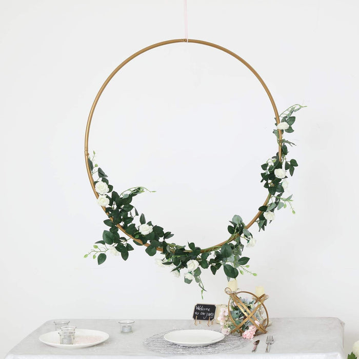 32" wide Round Metal Floral Hoop Wreath Ring - Gold WOD_HOPMET2_32_GOLD