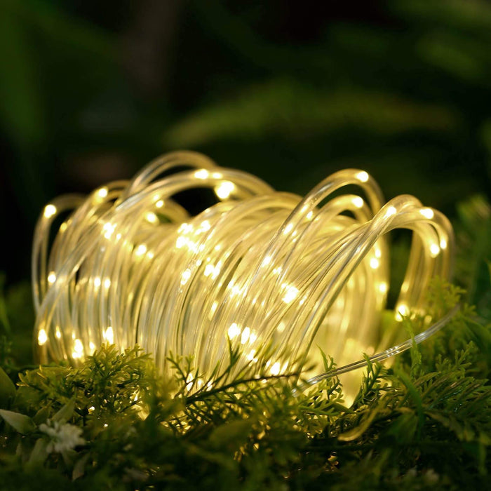 33 Feet Warm White Waterproof LED Solar Rope Lights Garden Decorations