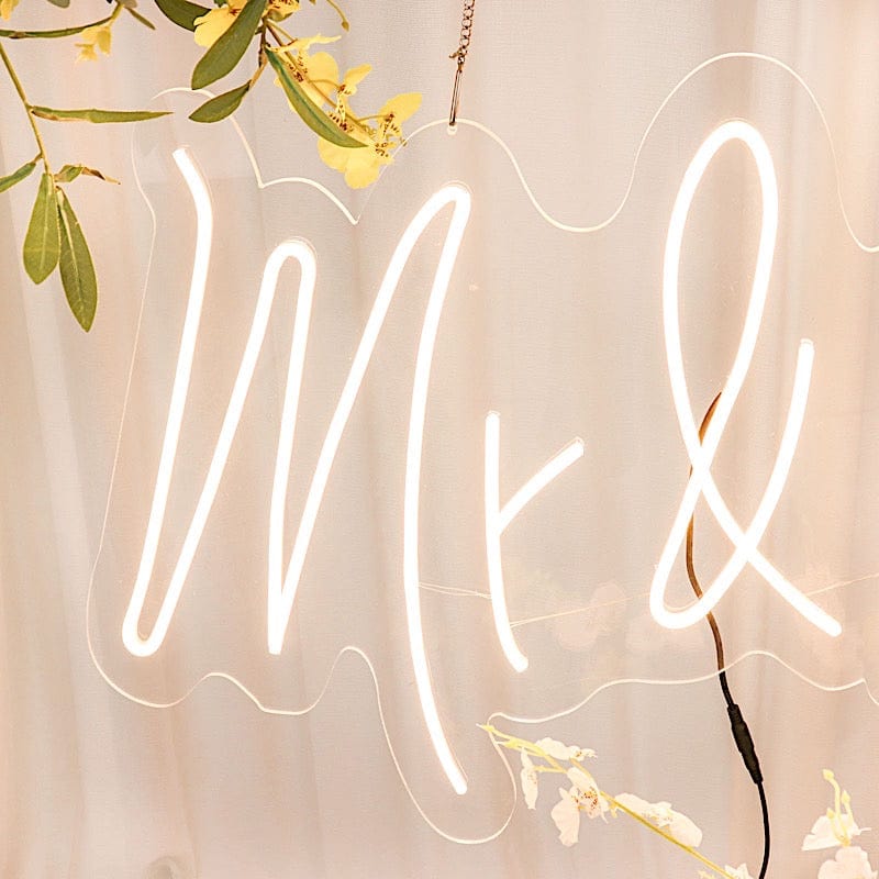 33" long LED Mr and Mrs Neon Light Sign - Warm White LED_NEOSIGN01_MRS_CLR