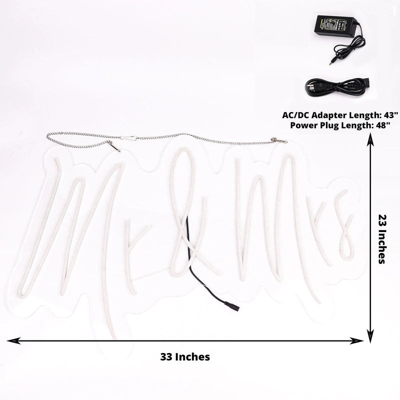 33" long LED Mr and Mrs Neon Light Sign - Warm White LED_NEOSIGN01_MRS_CLR