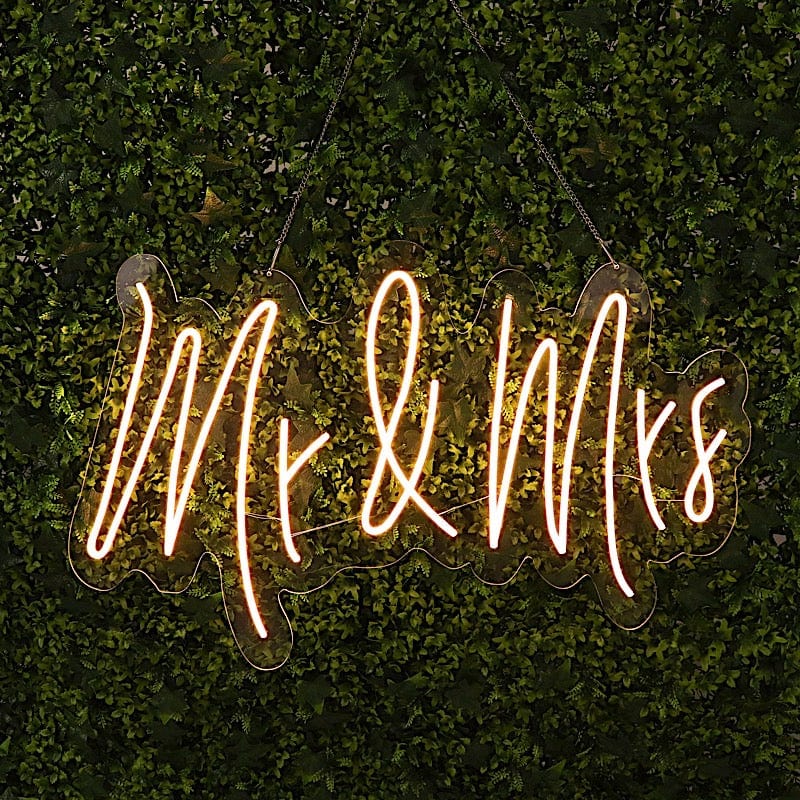 33" long LED Mr and Mrs Neon Light Sign - Warm White LED_NEOSIGN01_MRS_CLR
