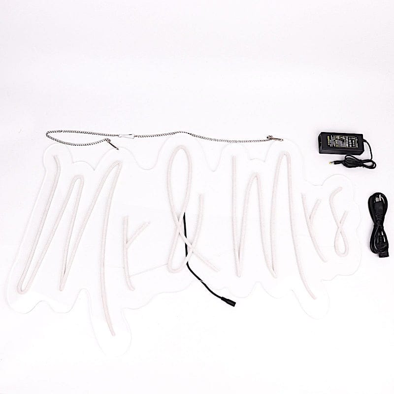 33" long LED Mr and Mrs Neon Light Sign - Warm White LED_NEOSIGN01_MRS_CLR