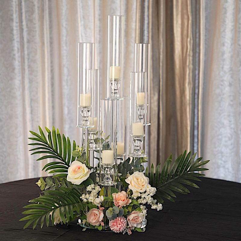 33" tall 7 Arm Crystal Glass Candelabra Votive Candle Holder - Clear CHDLR_CAND_030R_7_CLR