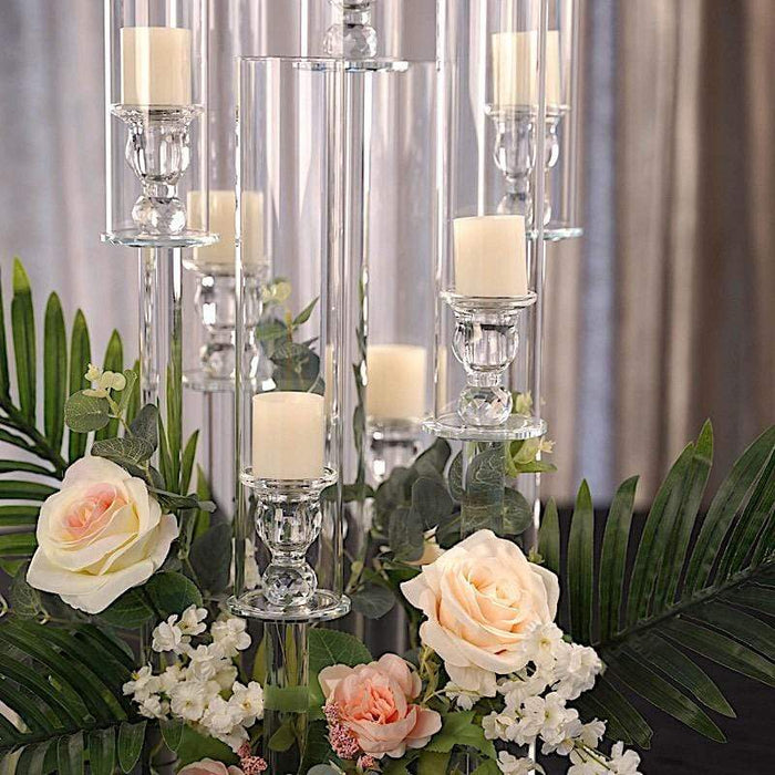 33" tall 7 Arm Crystal Glass Candelabra Votive Candle Holder - Clear CHDLR_CAND_030R_7_CLR