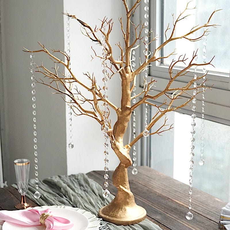 34" Metallic Manzanita Tree with Acrylic Bead Chains Centerpieces