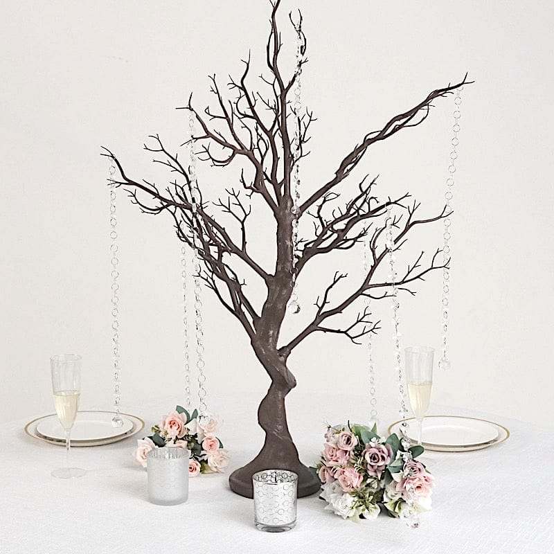 34" Metallic Manzanita Tree with Acrylic Bead Chains Centerpieces