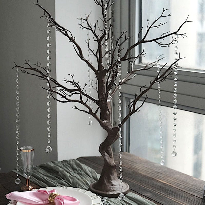 34" Metallic Manzanita Tree with Acrylic Bead Chains Centerpieces