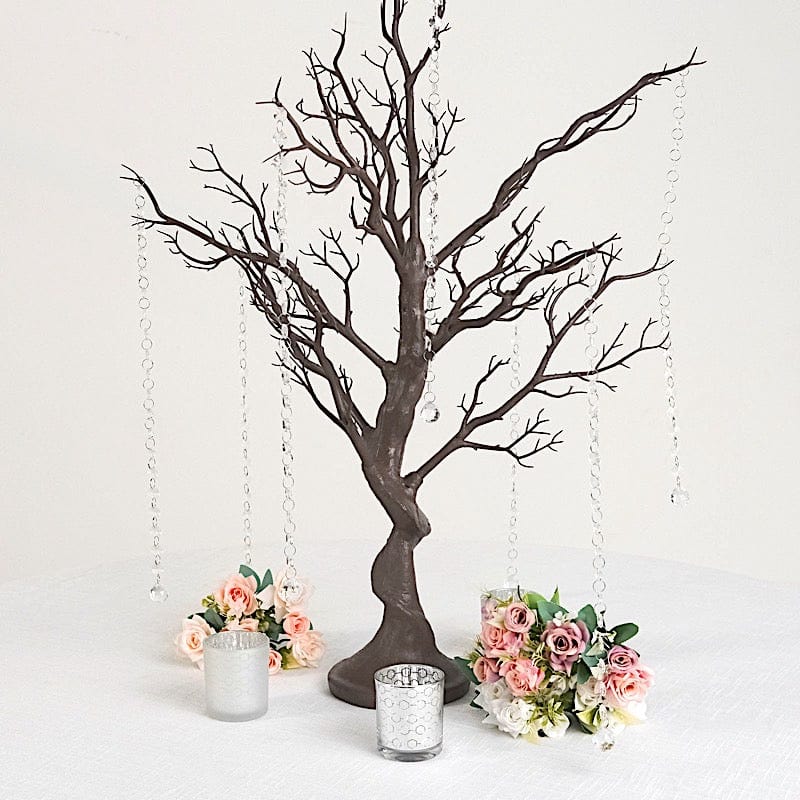 34" Metallic Manzanita Tree with Acrylic Bead Chains Centerpieces
