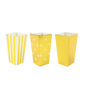 36 Cardboard Popcorn Style Party Favor Boxes - White and Gold