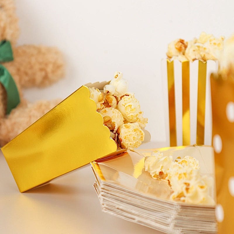 36 Cardboard Popcorn Style Party Favor Boxes - White and Gold