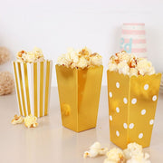 36 Cardboard Popcorn Style Party Favor Boxes - White and Gold