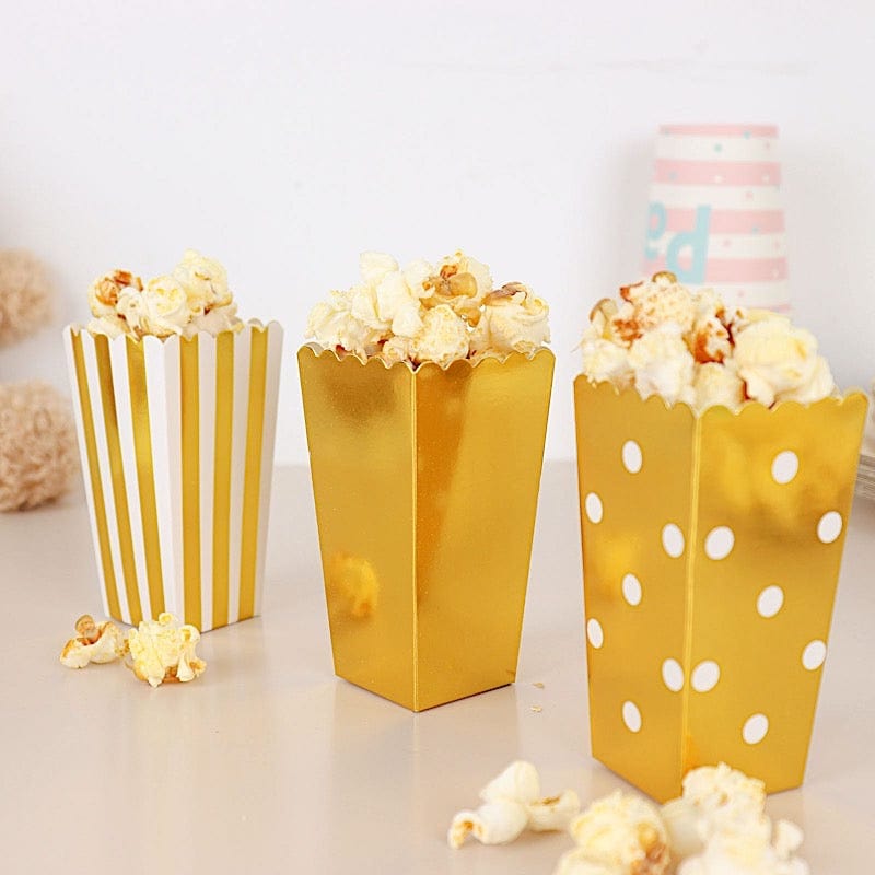 36 Cardboard Popcorn Style Party Favor Boxes - White and Gold
