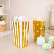 36 Cardboard Popcorn Style Party Favor Boxes - White and Gold
