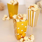 36 Cardboard Popcorn Style Party Favor Boxes - White and Gold
