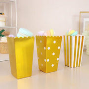 36 Cardboard Popcorn Style Party Favor Boxes - White and Gold