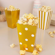 36 Cardboard Popcorn Style Party Favor Boxes - White and Gold