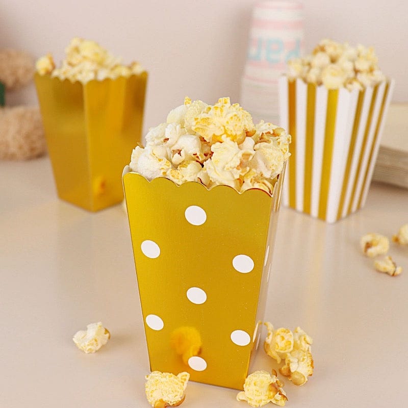 36 Cardboard Popcorn Style Party Favor Boxes - White and Gold